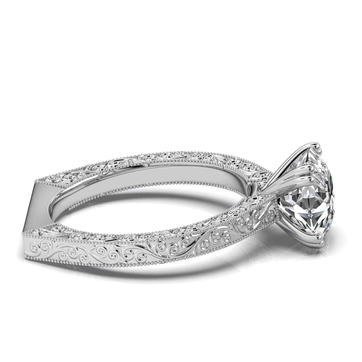 14K White Gold Isana Nature Inspired Engagement Ring 