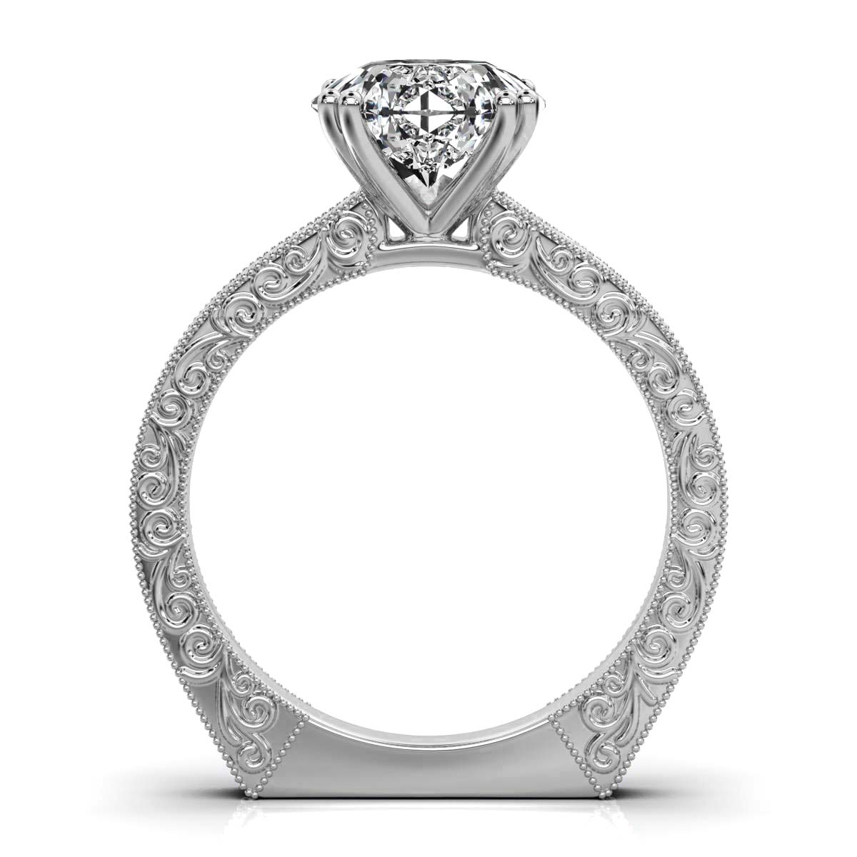 14K White Gold Isana Nature Inspired Engagement Ring 