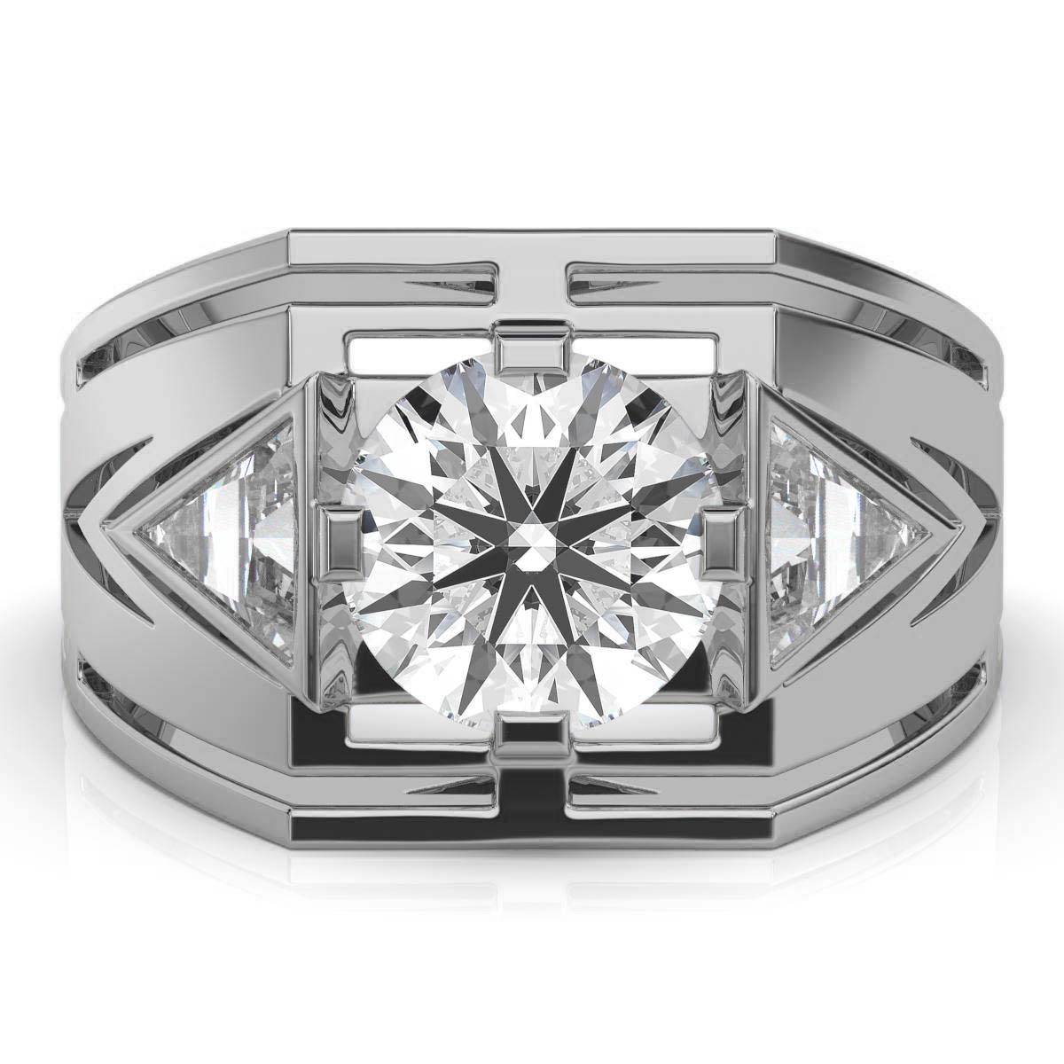 14K White Gold Logan Three Stone Triangle Lab Grown Diamond Ring (1 1/2 ct. tw)