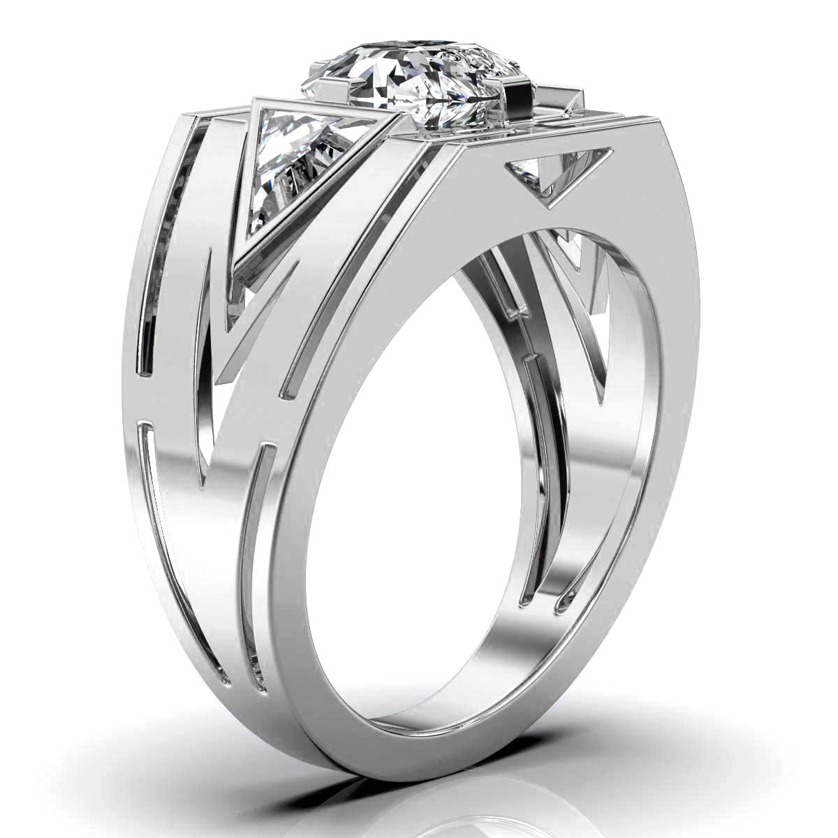 14K White Gold Logan Three Stone Triangle Lab Grown Diamond Ring (1 1/2 ct. tw)