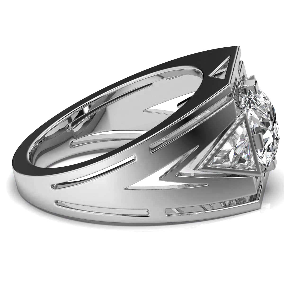 14K White Gold Logan Three Stone Triangle Lab Grown Diamond Ring (1 1/2 ct. tw)
