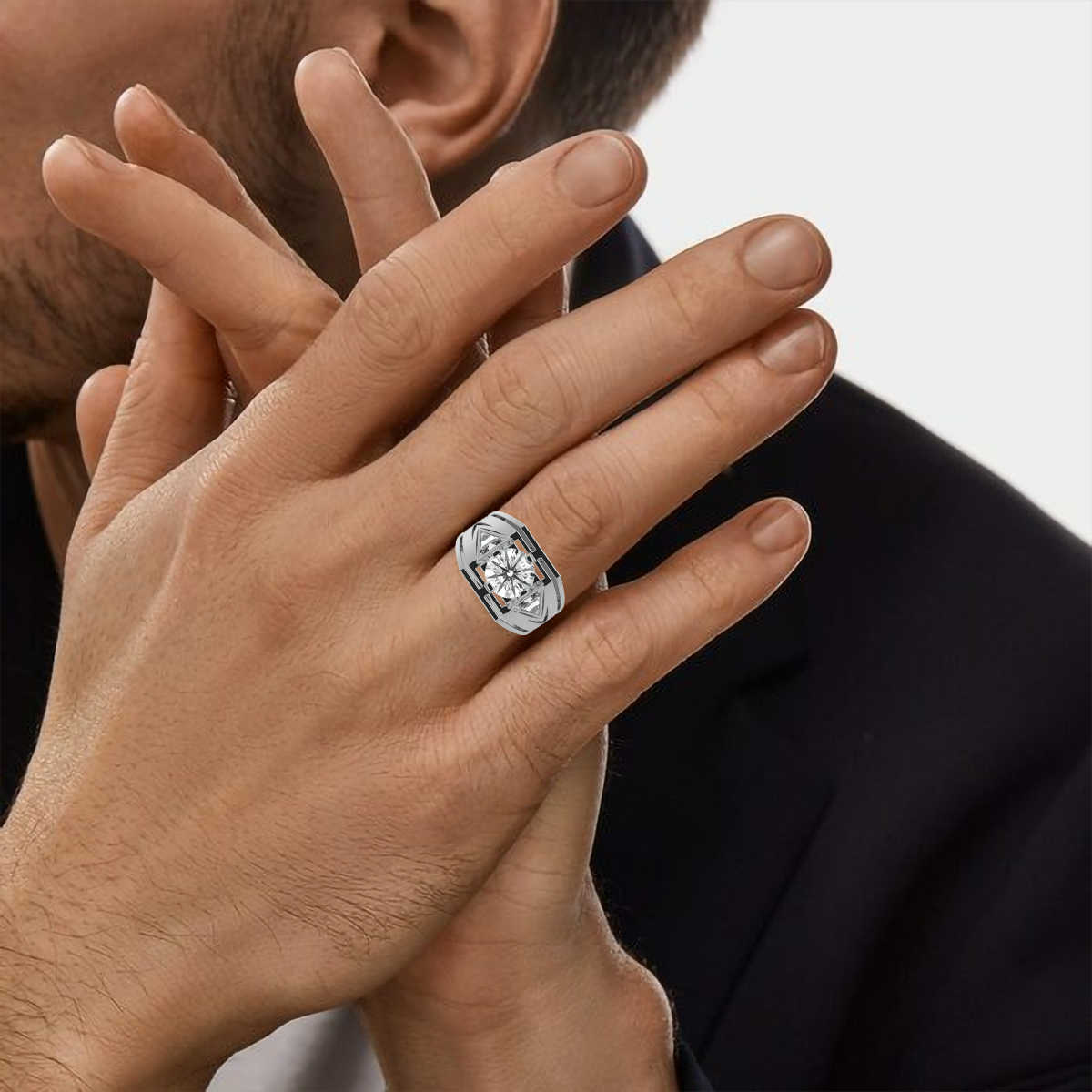 14K White Gold Logan Three Stone Triangle Lab Grown Diamond Ring (1 1/2 ct. tw)