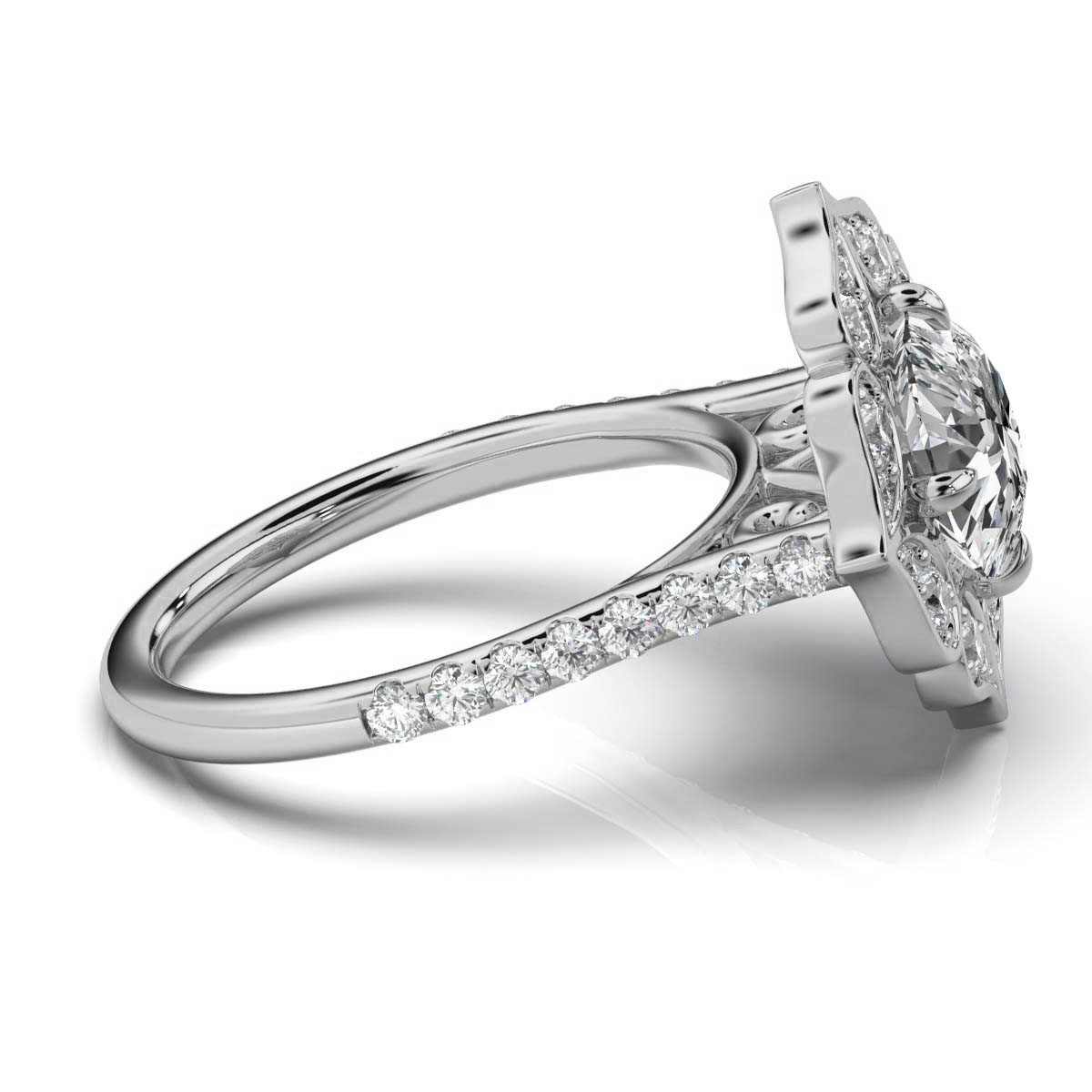 14K White Gold Magnolia Nature Inspired Lab Grown Diamond Ring (3/4 ct. tw)
