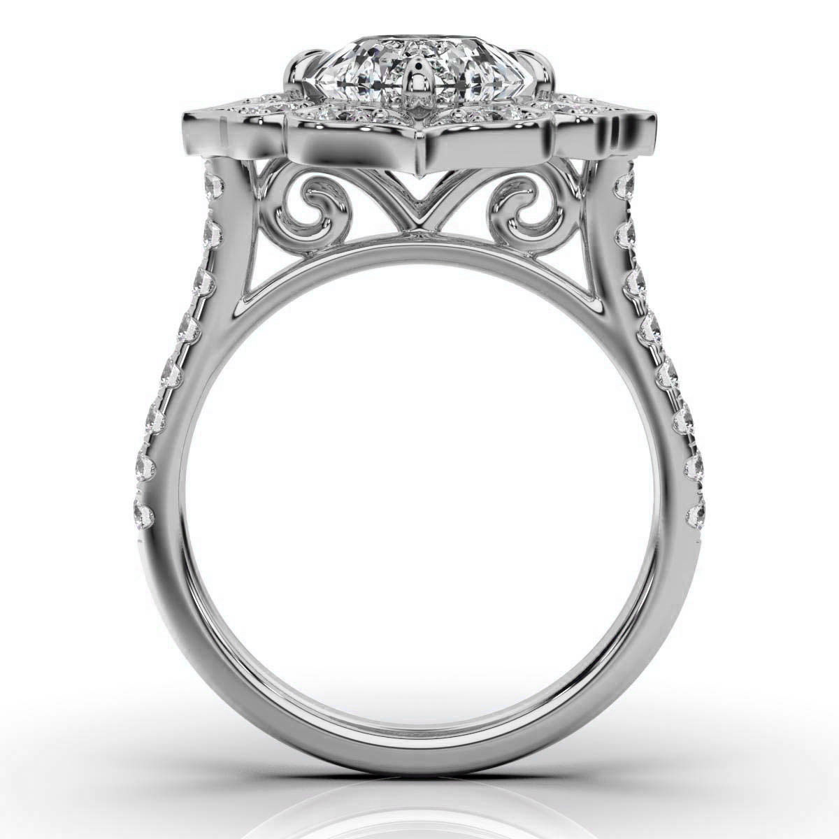 14K White Gold Magnolia Nature Inspired Lab Grown Diamond Ring (3/4 ct. tw)
