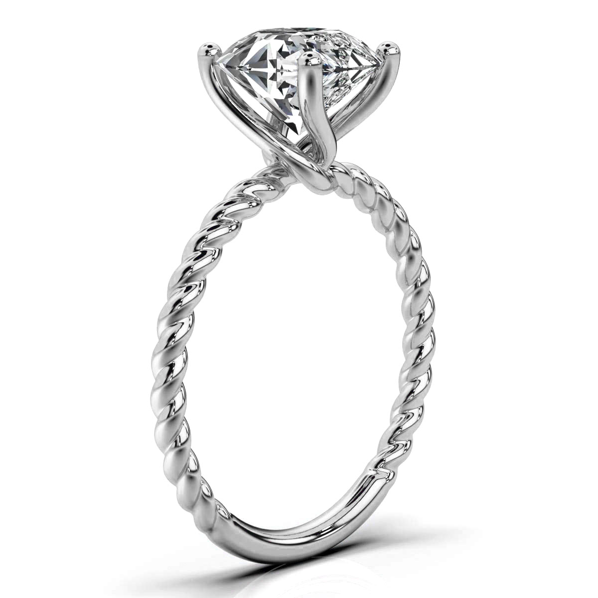 14K White Gold Faith Solitaire Engagement Ring 