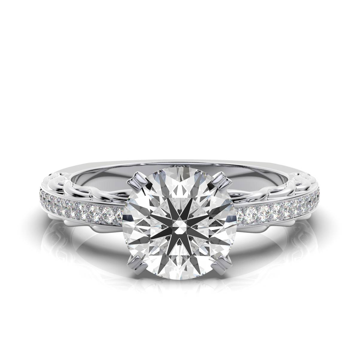 14K White Gold Adna Nature Inspired Lab Grown Diamond Ring (1/4 ct. tw)