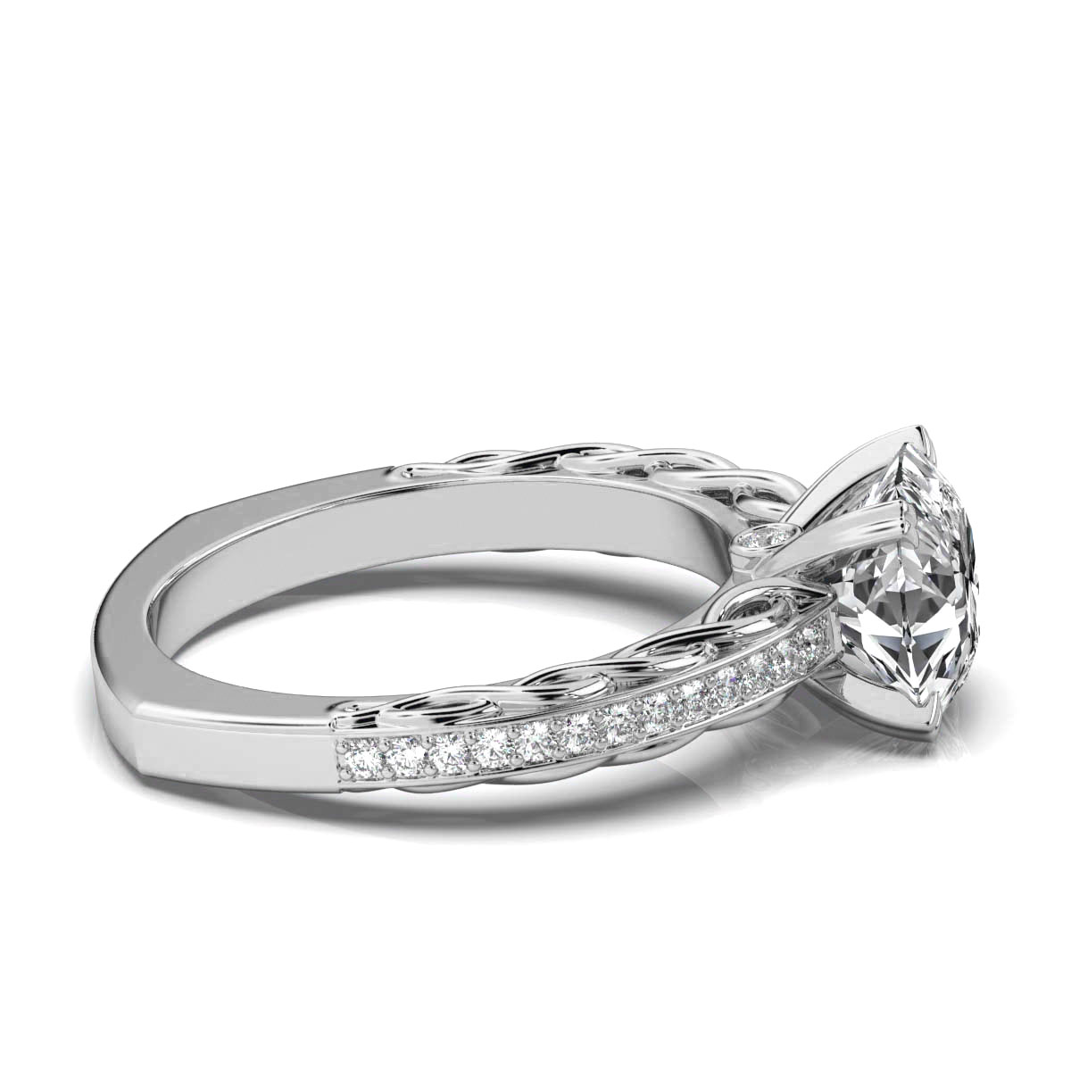14K White Gold Adna Nature Inspired Lab Grown Diamond Ring (1/4 ct. tw)