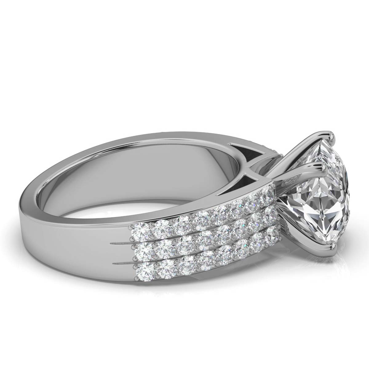 14K White Gold Amana Accents Lab Grown Diamond Ring (1 ct. tw)