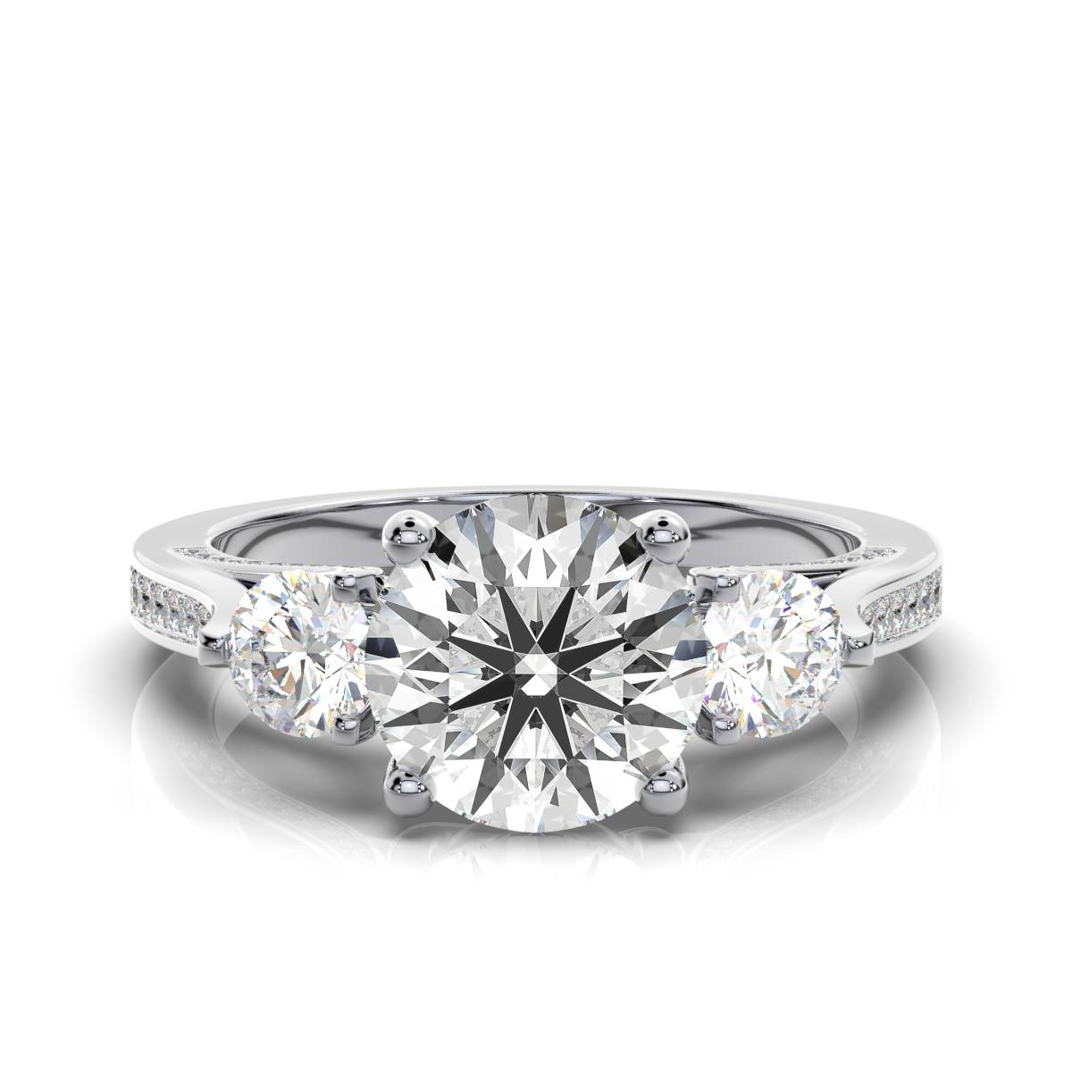 14K White Gold Aylin Three Stone Round Lab Grown Diamond Ring (3/4 ct. tw)