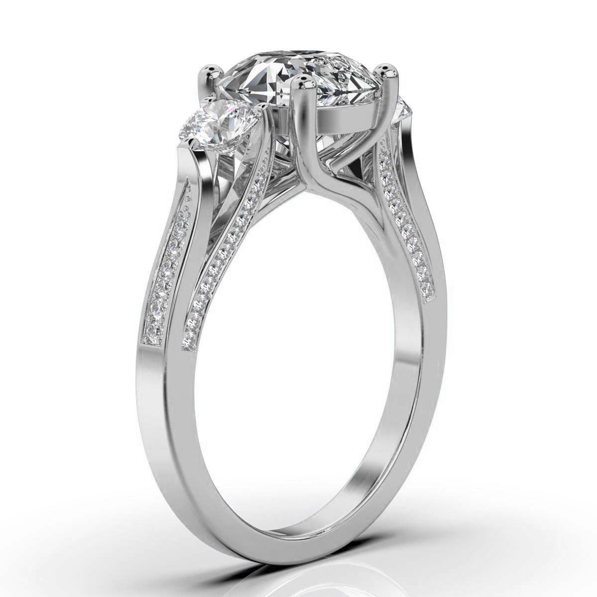 14K White Gold Aylin Three Stone Round Lab Grown Diamond Ring (3/4 ct. tw)