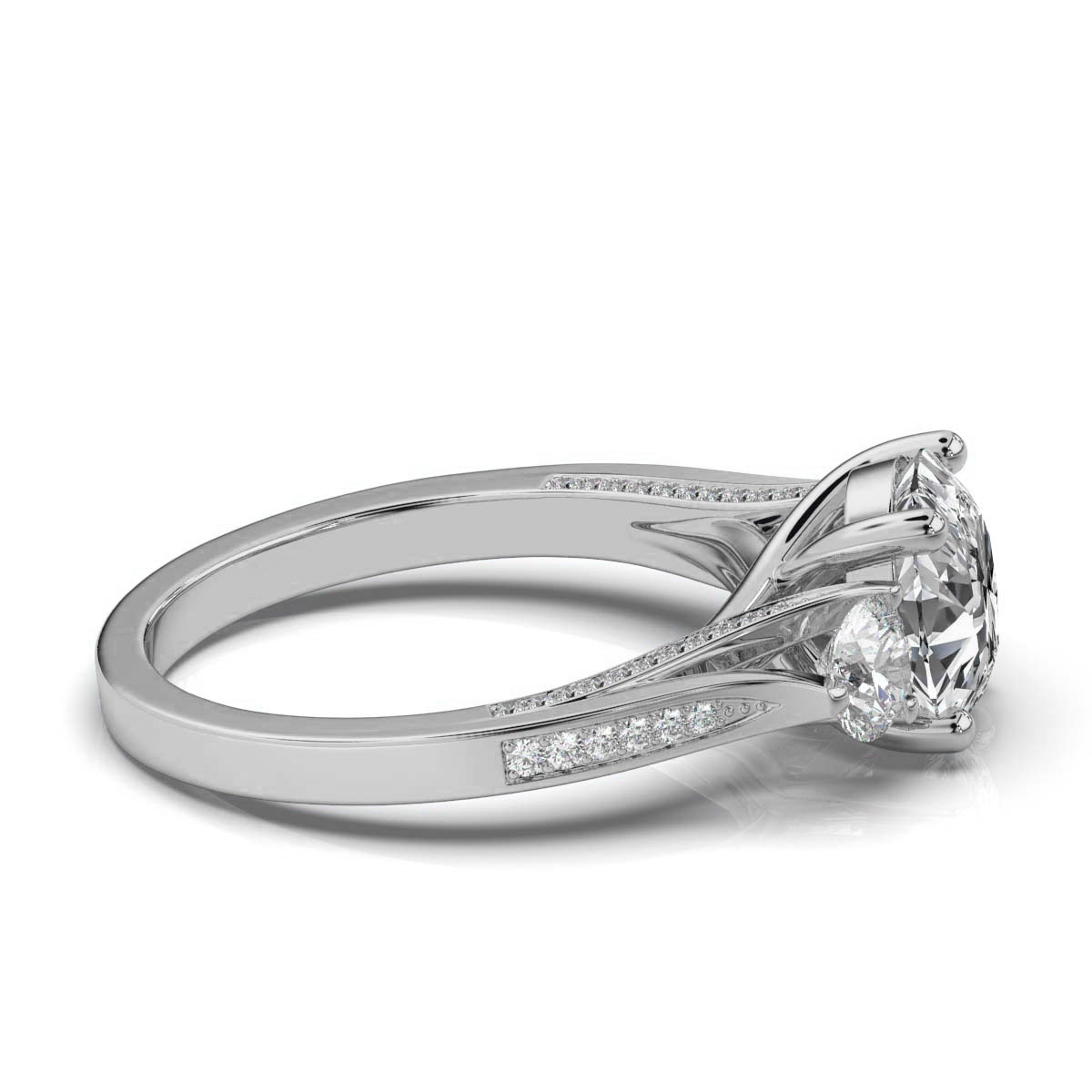 14K White Gold Aylin Three Stone Round Lab Grown Diamond Ring (3/4 ct. tw)