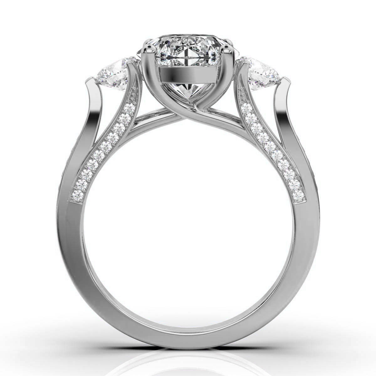 14K White Gold Aylin Three Stone Round Lab Grown Diamond Ring (3/4 ct. tw)