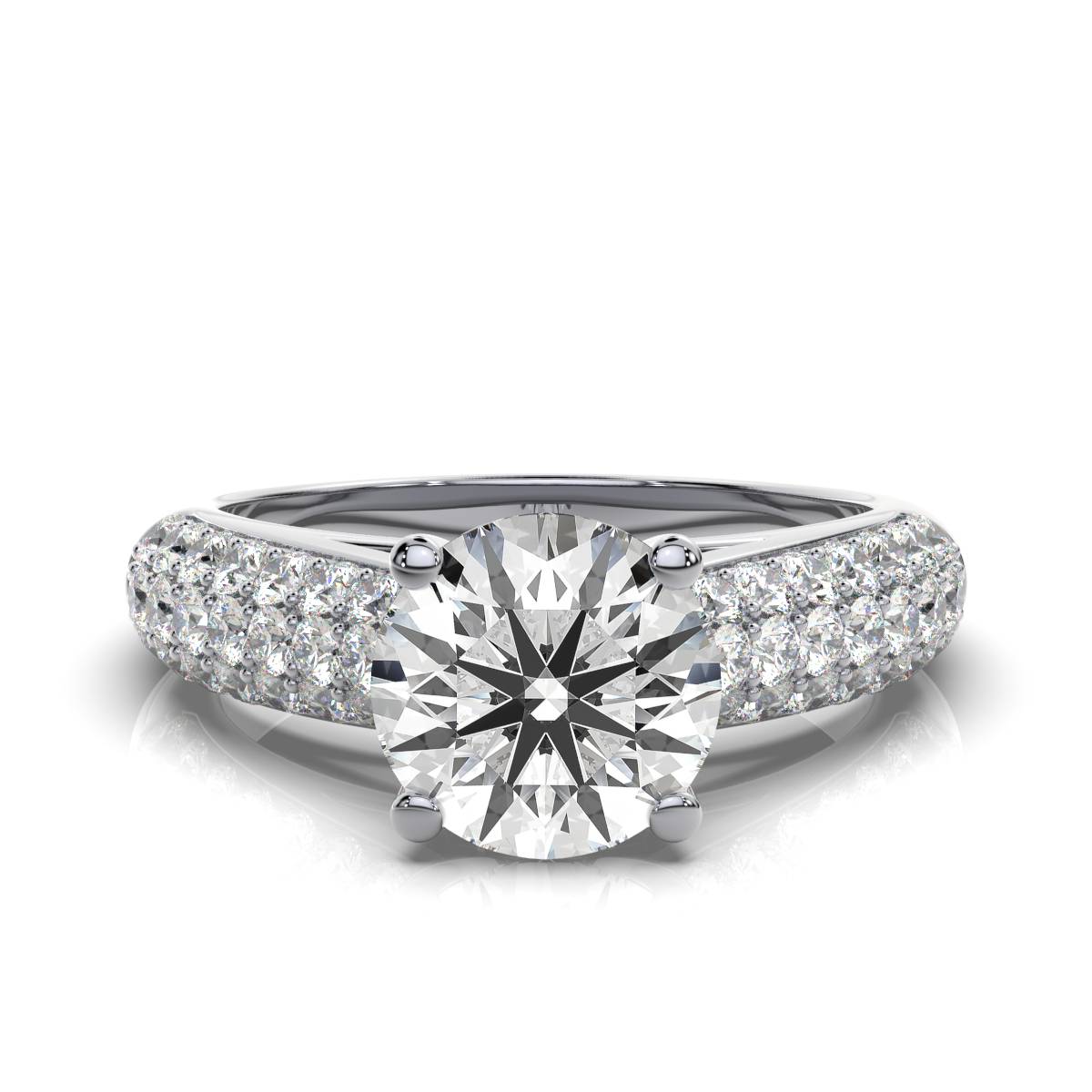 14K White Gold Veda Three Rows Pave Set Lab Grown Diamond Ring (4/5 ct. tw)