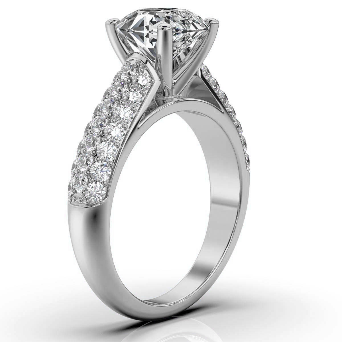 14K White Gold Veda Three Rows Pave Set Lab Grown Diamond Ring (4/5 ct. tw)