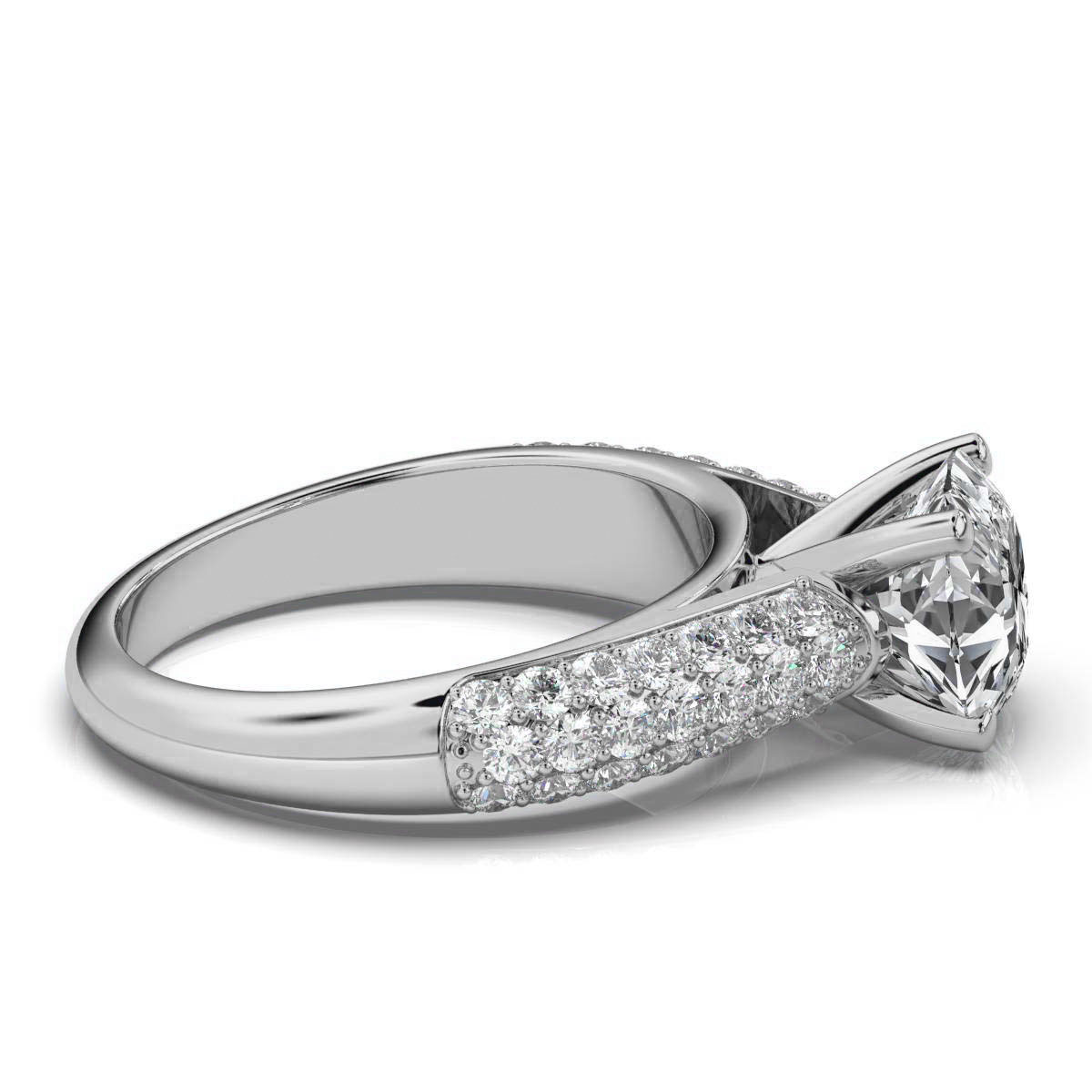 14K White Gold Veda Three Rows Pave Set Lab Grown Diamond Ring (4/5 ct. tw)