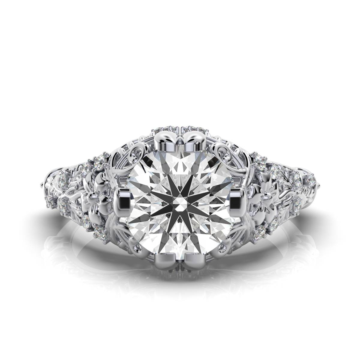 14K White Gold Cordelia Nature Inspired Lab Grown Diamond Ring (1/6 ct. tw)
