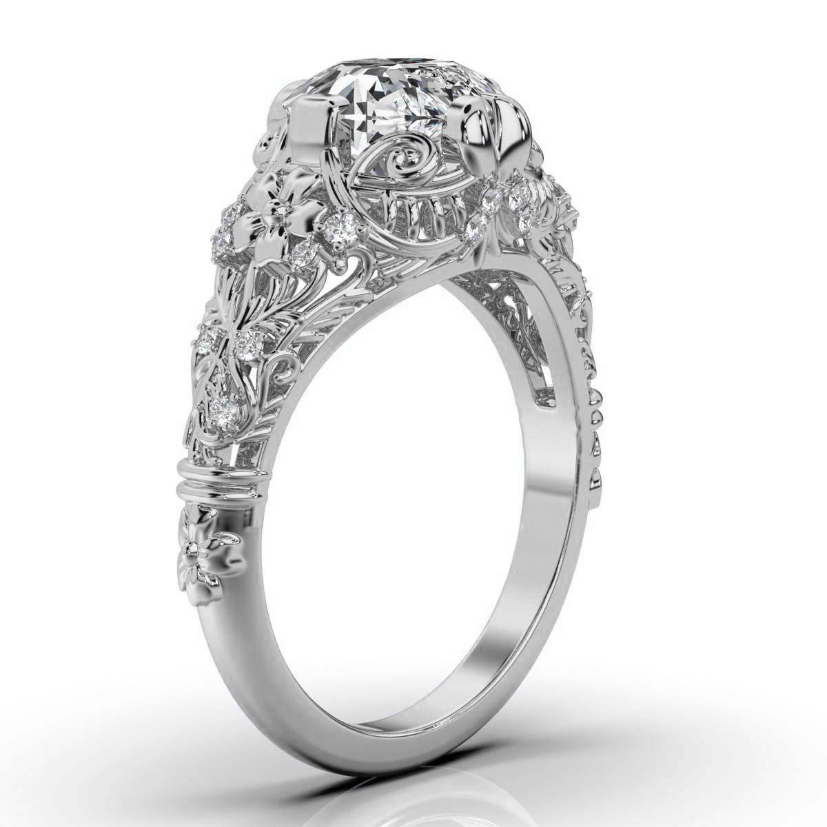 14K White Gold Cordelia Nature Inspired Lab Grown Diamond Ring (1/6 ct. tw)