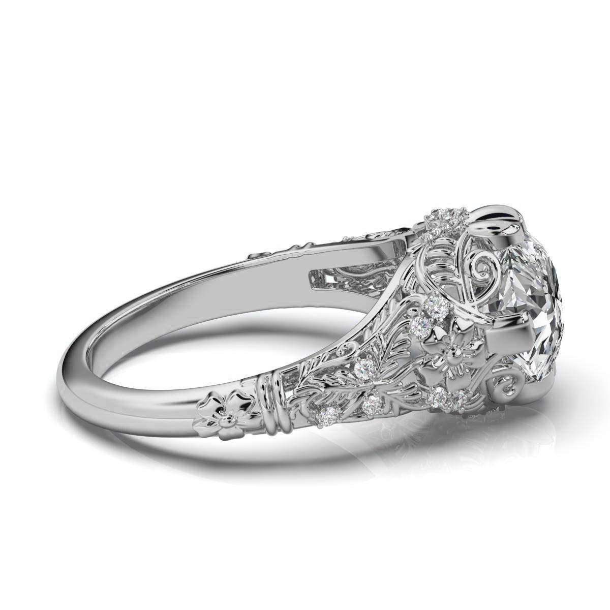 14K White Gold Cordelia Nature Inspired Lab Grown Diamond Ring (1/6 ct. tw)