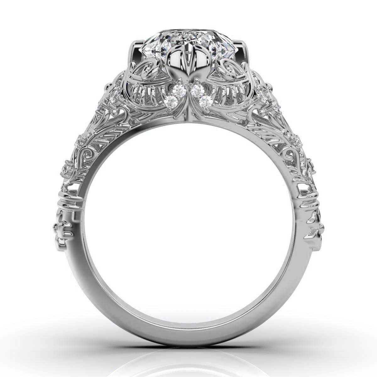 14K White Gold Cordelia Nature Inspired Lab Grown Diamond Ring (1/6 ct. tw)