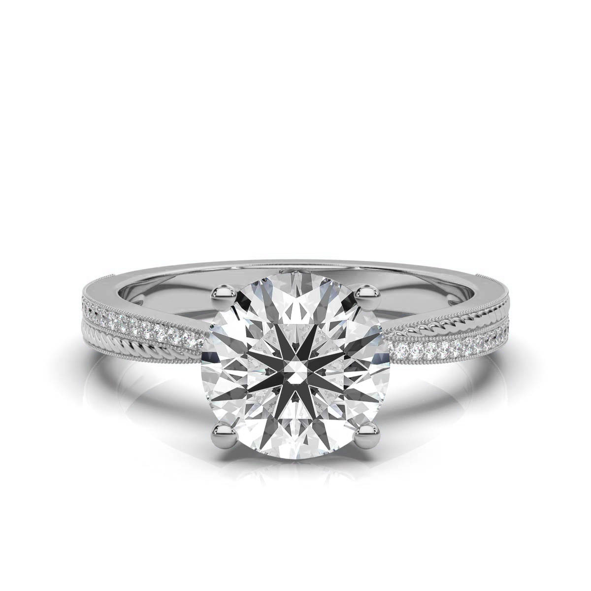 14K White Gold Vanya Braided Pave Lab Grown Diamond Ring (1/10 ct. tw)