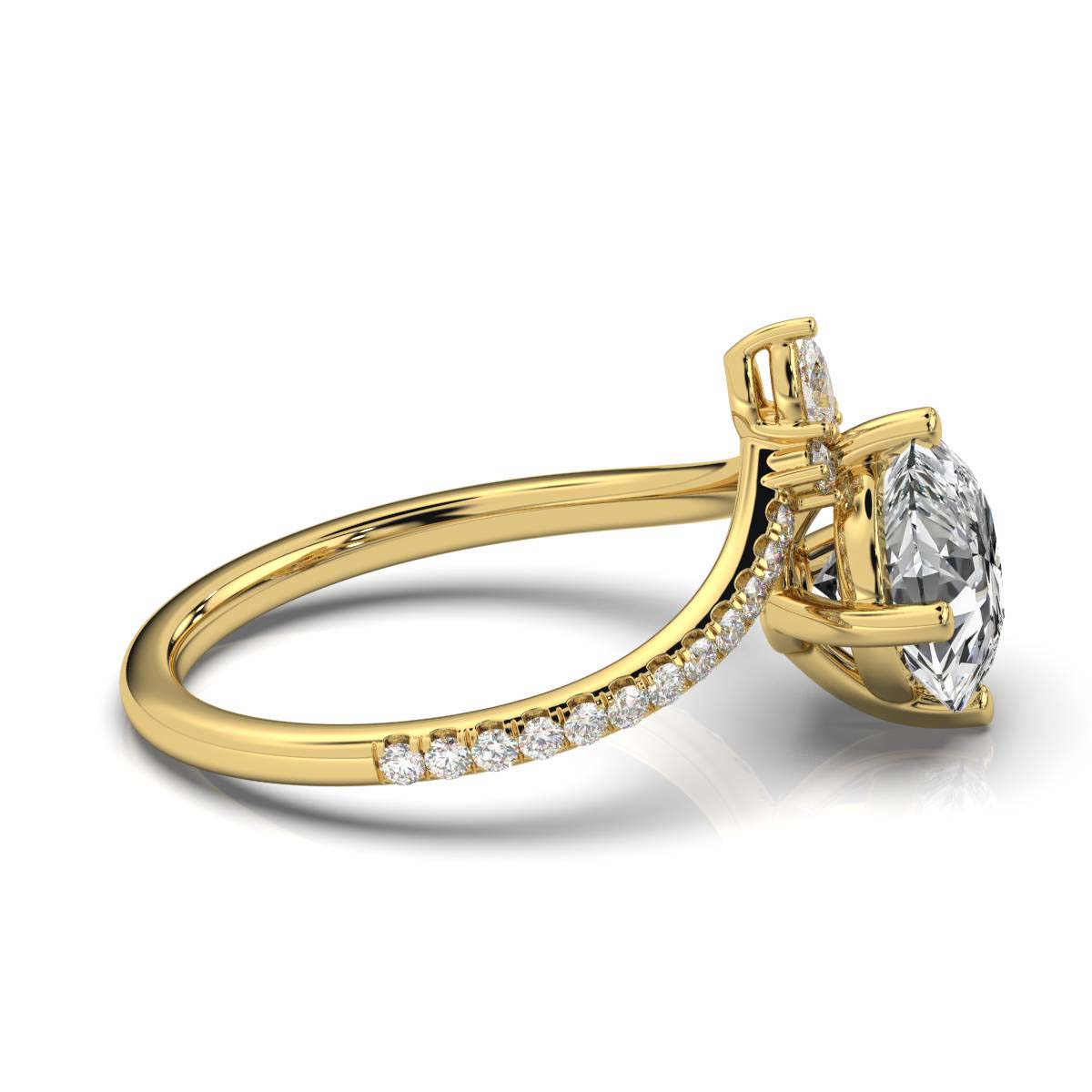 18K Yellow Gold Jolie V Shaped Lab Grown Diamond Engagement Ring (1/3 ct. tw)