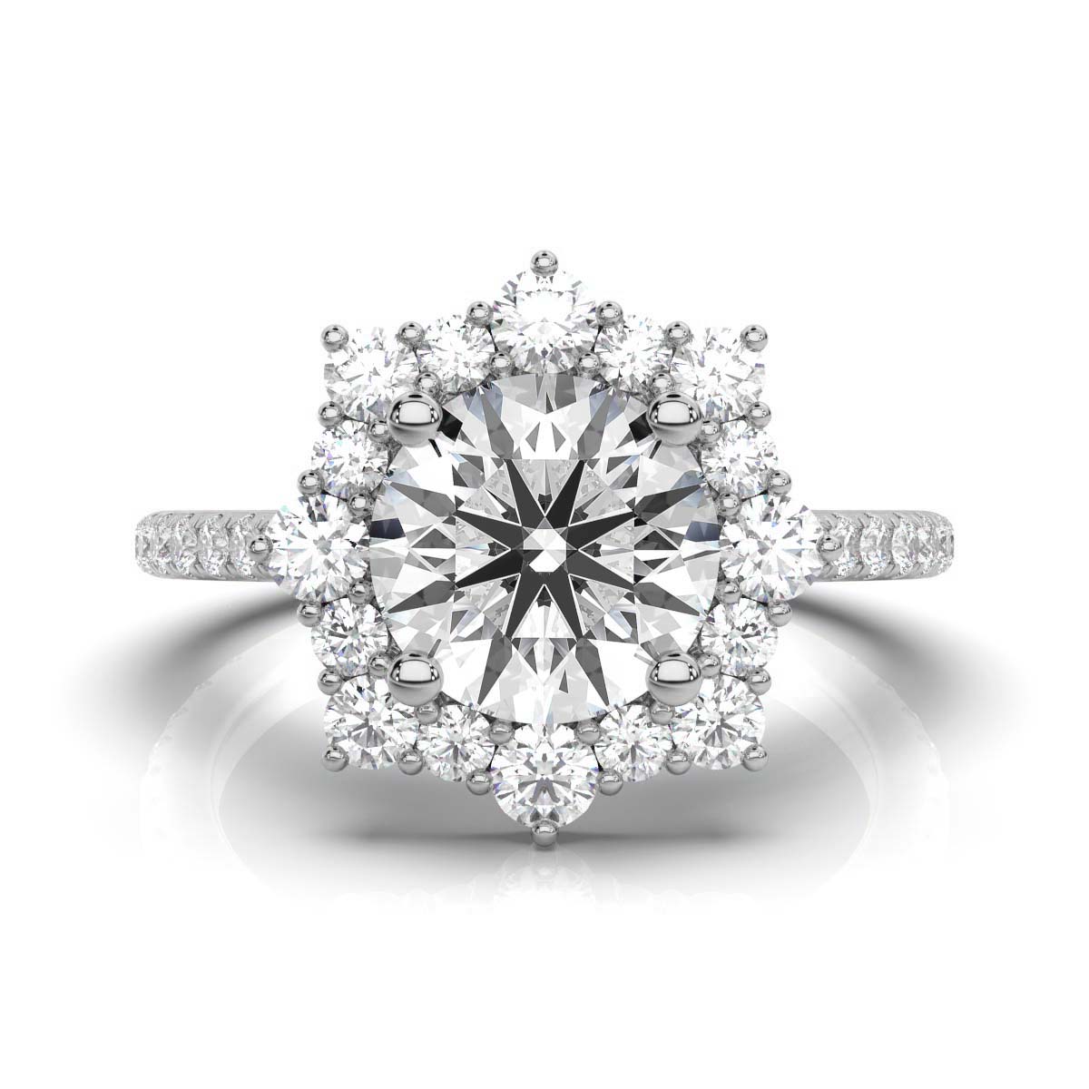 14K White Gold Bridget Nature Inspired Halo Lab Grown Diamond Engagement Ring (5/6 ct. tw)