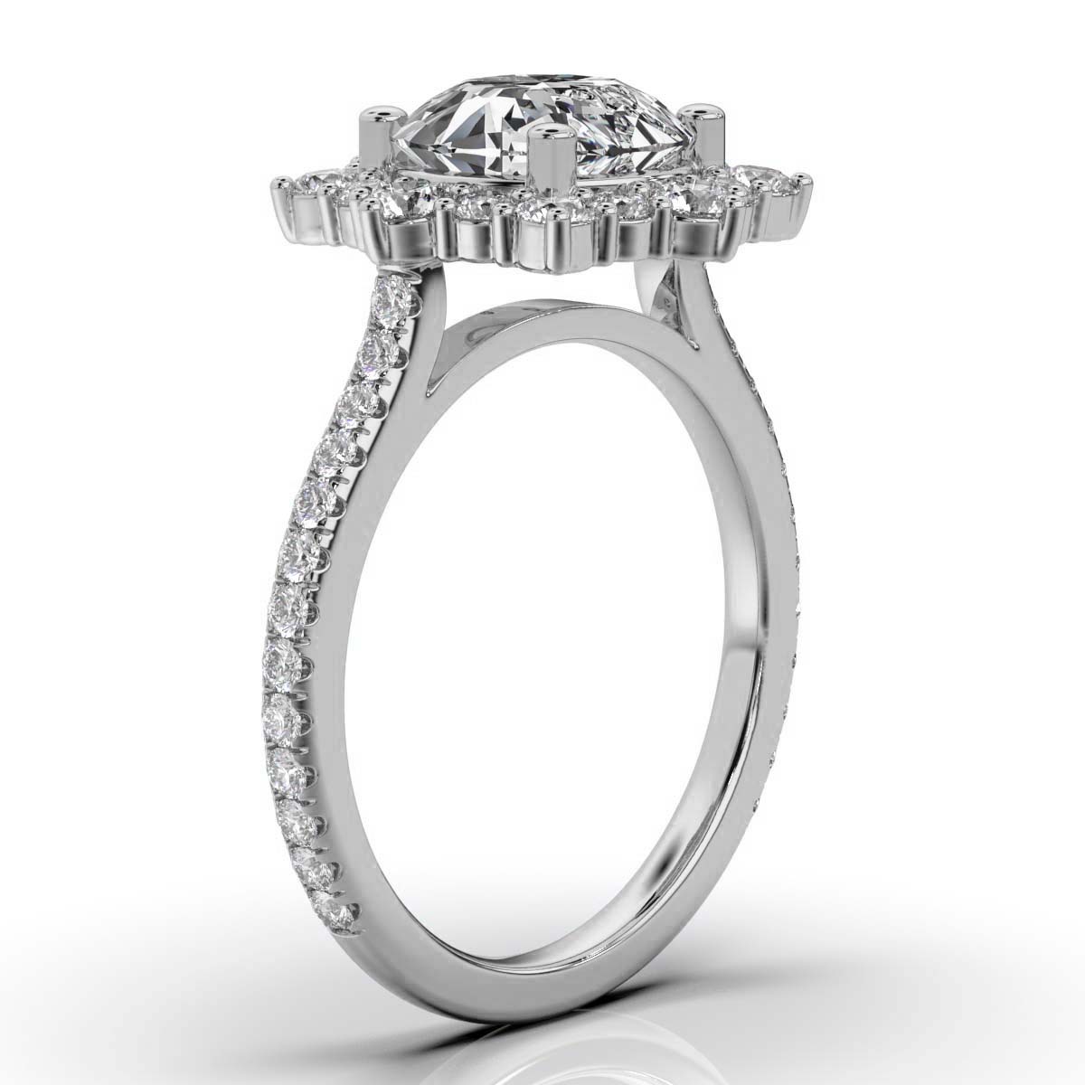 14K White Gold Bridget Nature Inspired Halo Lab Grown Diamond Engagement Ring (5/6 ct. tw)