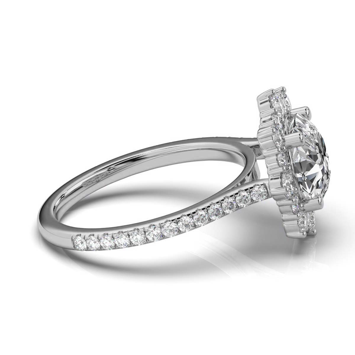 14K White Gold Bridget Nature Inspired Halo Lab Grown Diamond Engagement Ring (5/6 ct. tw)