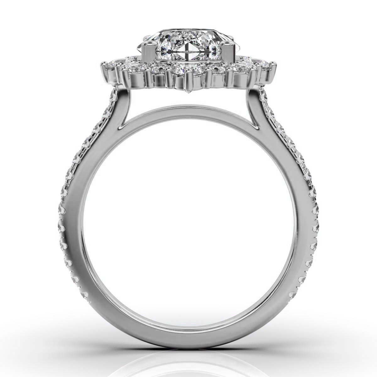 14K White Gold Bridget Nature Inspired Halo Lab Grown Diamond Engagement Ring (5/6 ct. tw)