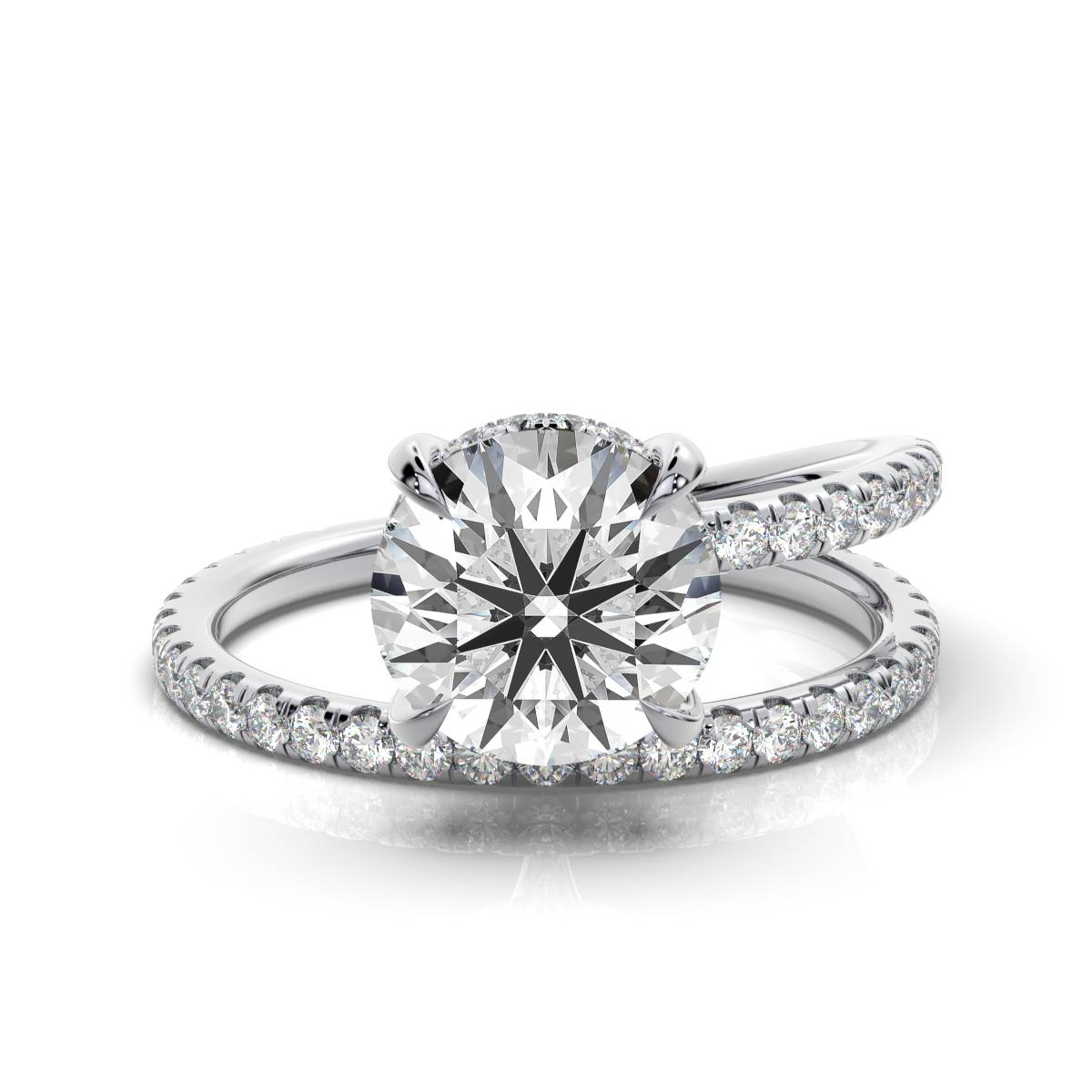 14K White Gold Emella Split Shank Lab Grown Diamond Ring (2/3 ct. tw)