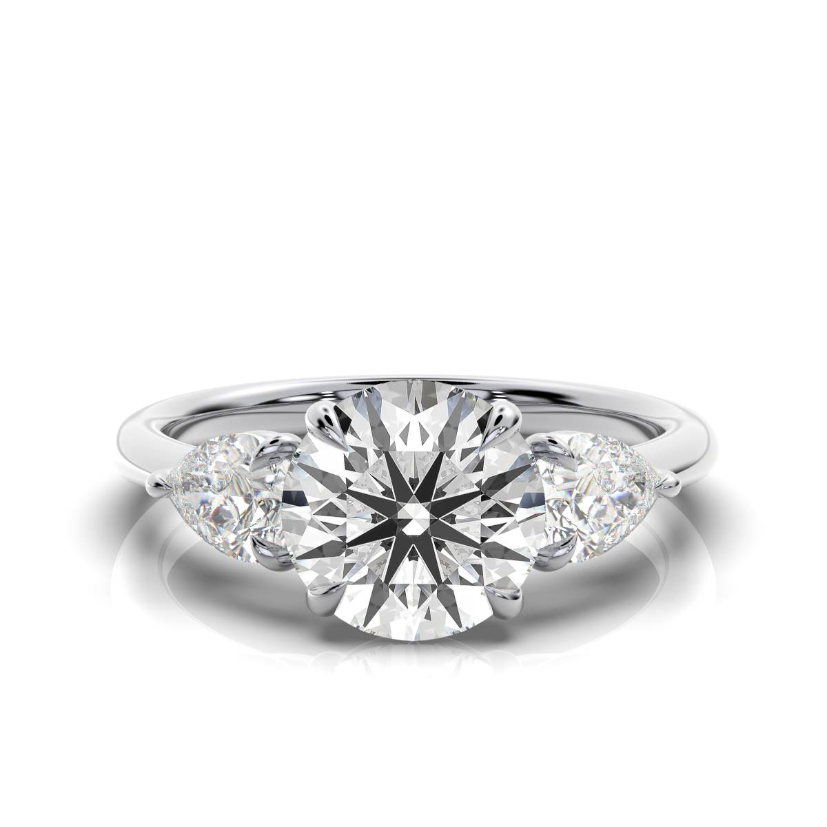 14K White Gold Celeste Three Stone Pear Lab Grown Diamond Ring (3/4 ct. tw)
