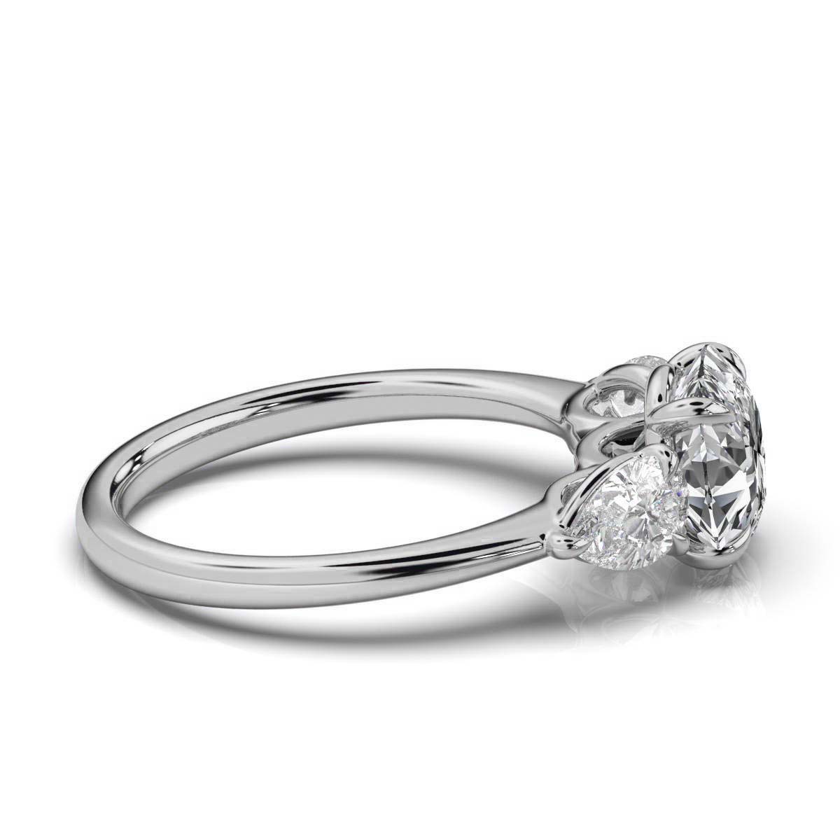 14K White Gold Celeste Three Stone Pear Lab Grown Diamond Ring (3/4 ct. tw)