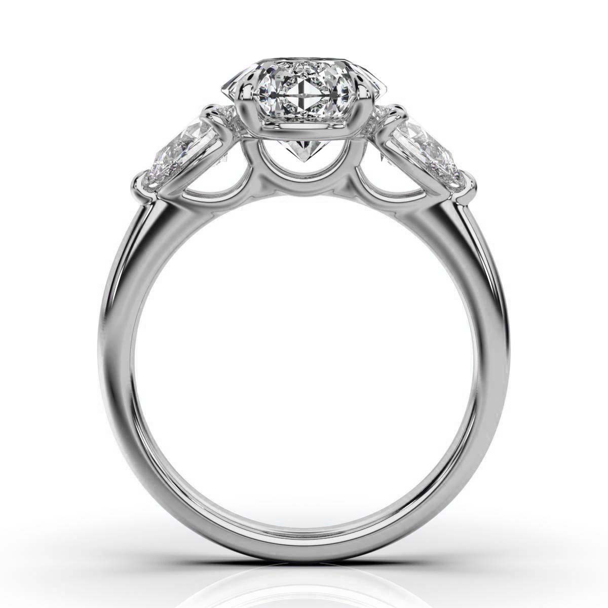 14K White Gold Celeste Three Stone Pear Lab Grown Diamond Ring (3/4 ct. tw)
