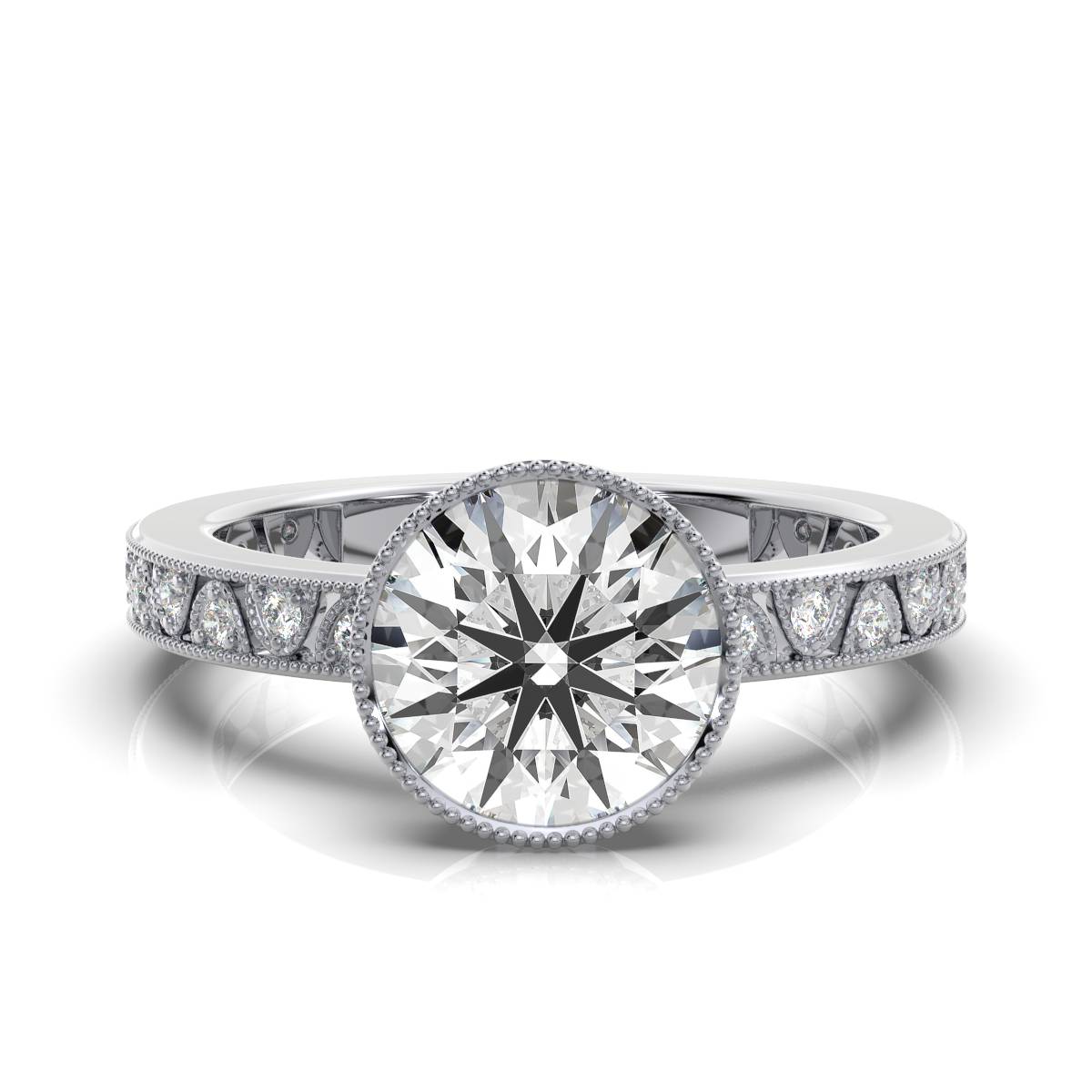 14K White Gold Natalie Milgrain Bezel Lab Grown Diamond Ring (1/5 ct. tw)