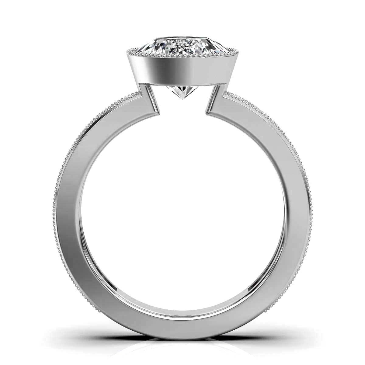 14K White Gold Natalie Milgrain Bezel Lab Grown Diamond Ring (1/5 ct. tw)