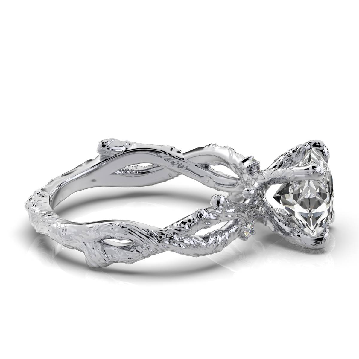 14K White Gold Cecilla Twisted Vines Lab Grown Diamond Ring (1/20 ct. tw)
