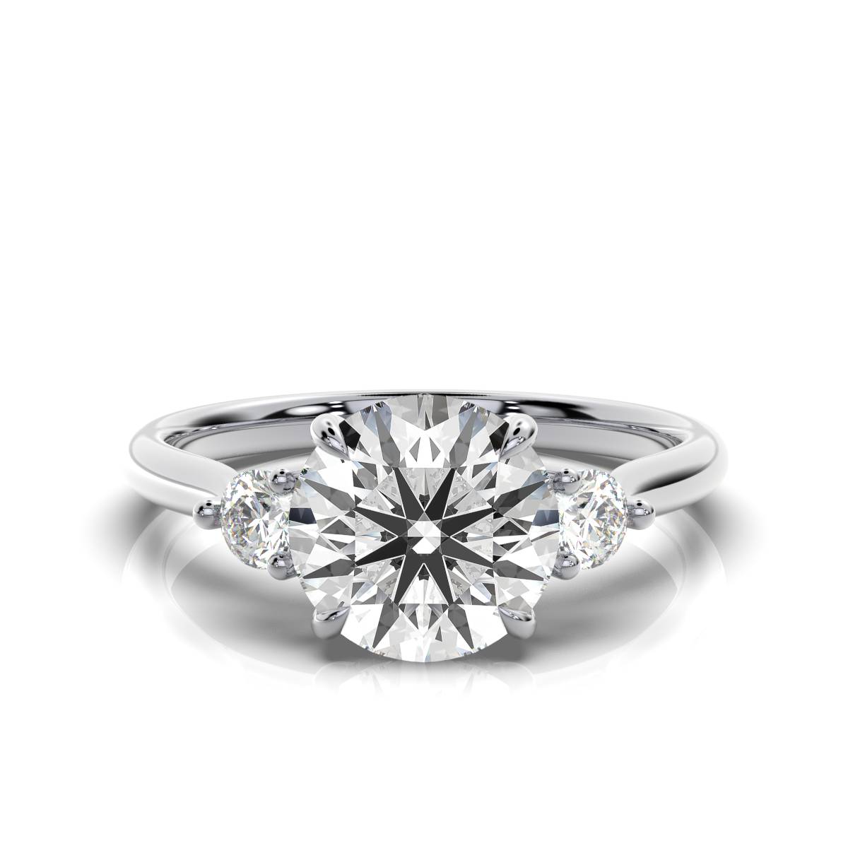 14K White Gold Seraphina Three Stone Round Lab Grown Diamond Ring (1/4 ct. tw)