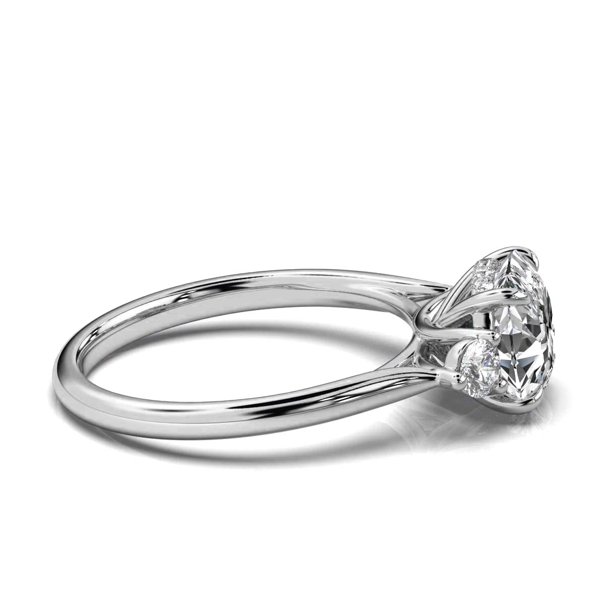 14K White Gold Seraphina Three Stone Round Lab Grown Diamond Ring (1/4 ct. tw)