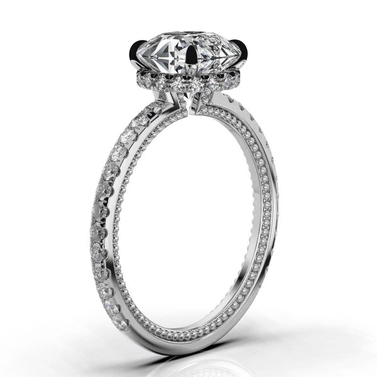 14K White Gold Abie Hidden Accents Milgrain Lab Diamond Ring (2/5 ct. tw)