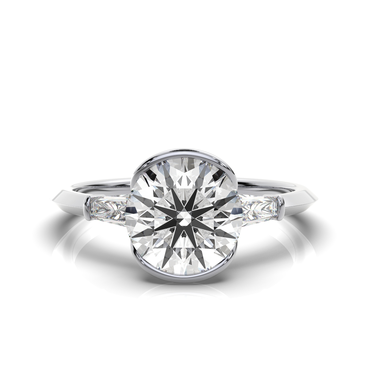 14K White Gold Binta Three Stone Baguette Lab Grown Diamond Ring (1/4 ct. tw)