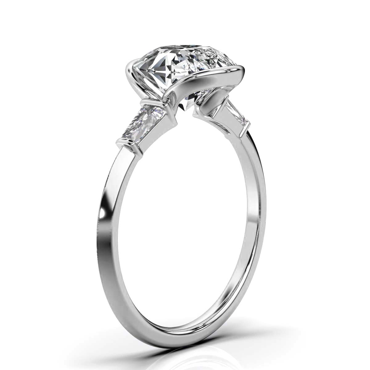 14K White Gold Binta Three Stone Baguette Lab Grown Diamond Ring (1/4 ct. tw)