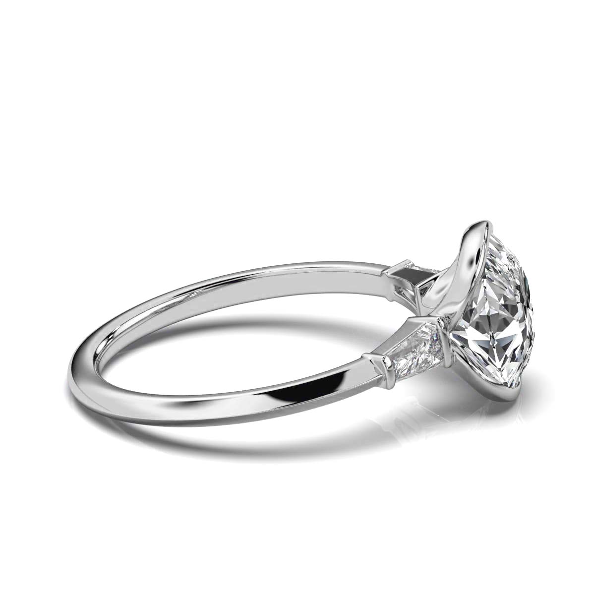 14K White Gold Binta Three Stone Baguette Lab Grown Diamond Ring (1/4 ct. tw)
