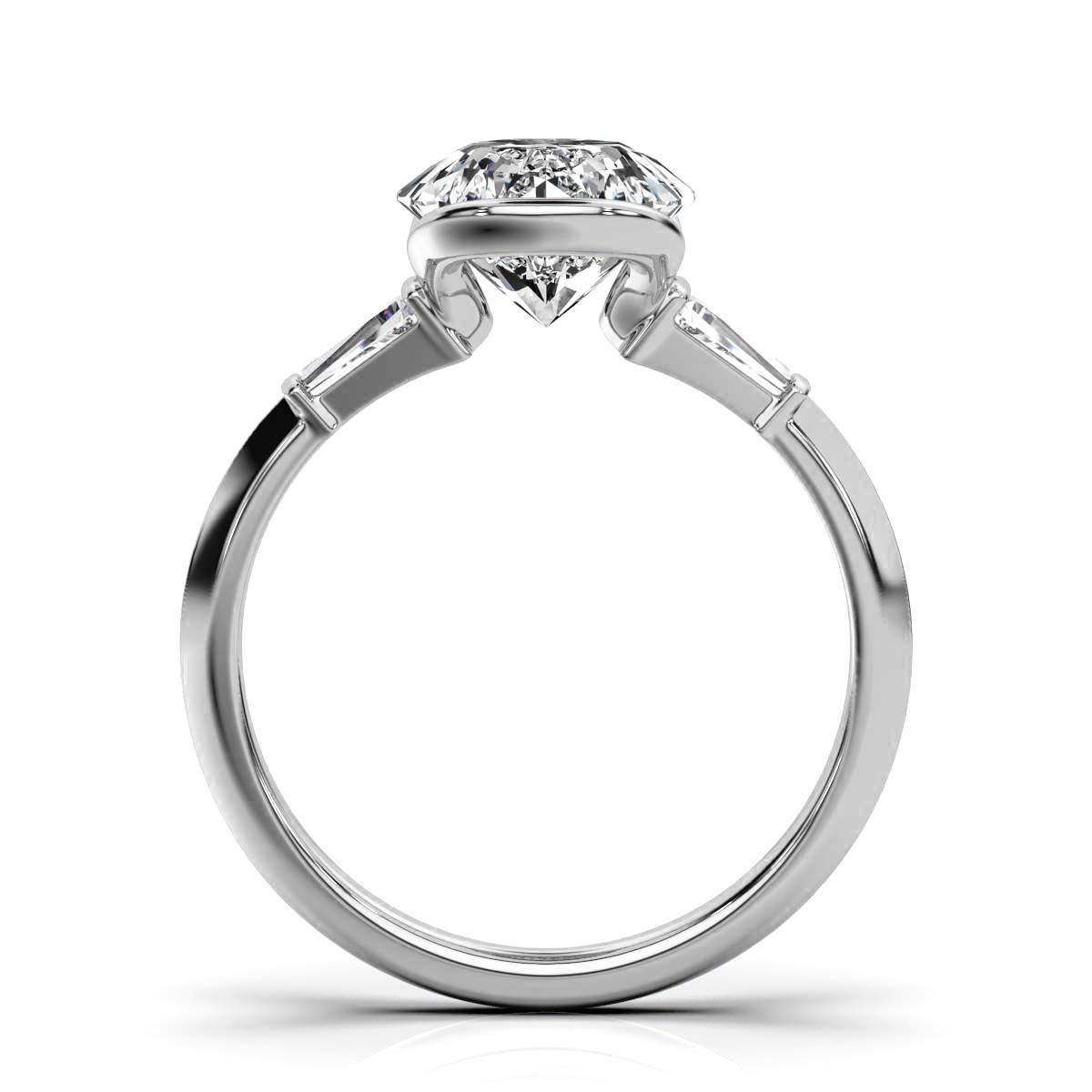 14K White Gold Binta Three Stone Baguette Lab Grown Diamond Ring (1/4 ct. tw)