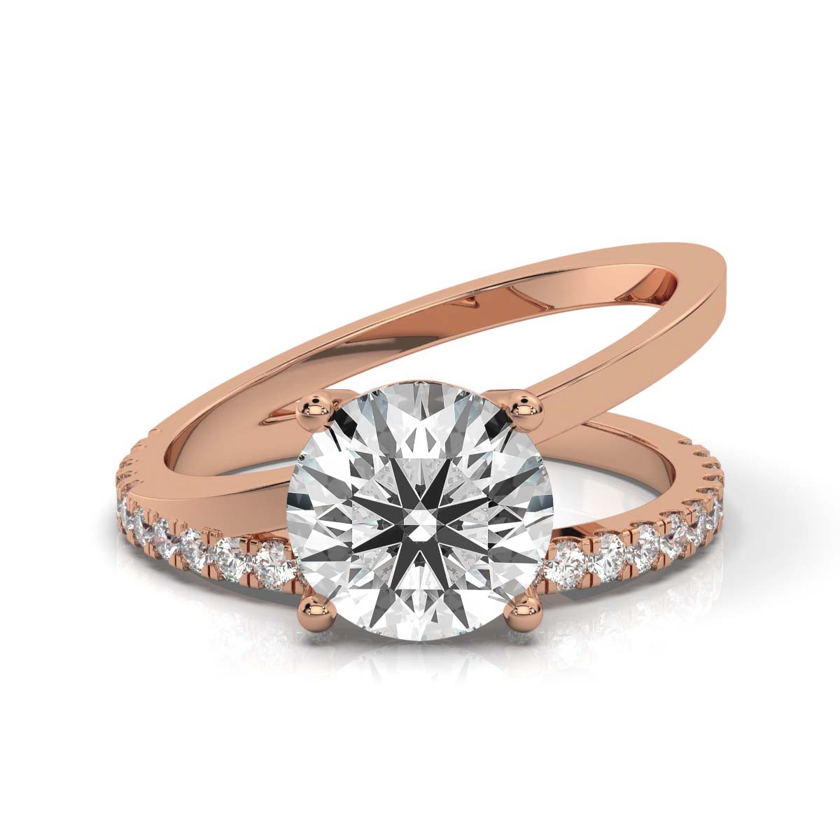 14K Rose Gold Darlene Split Shank Lab Grown Diamond Ring (1/5 ct. tw)