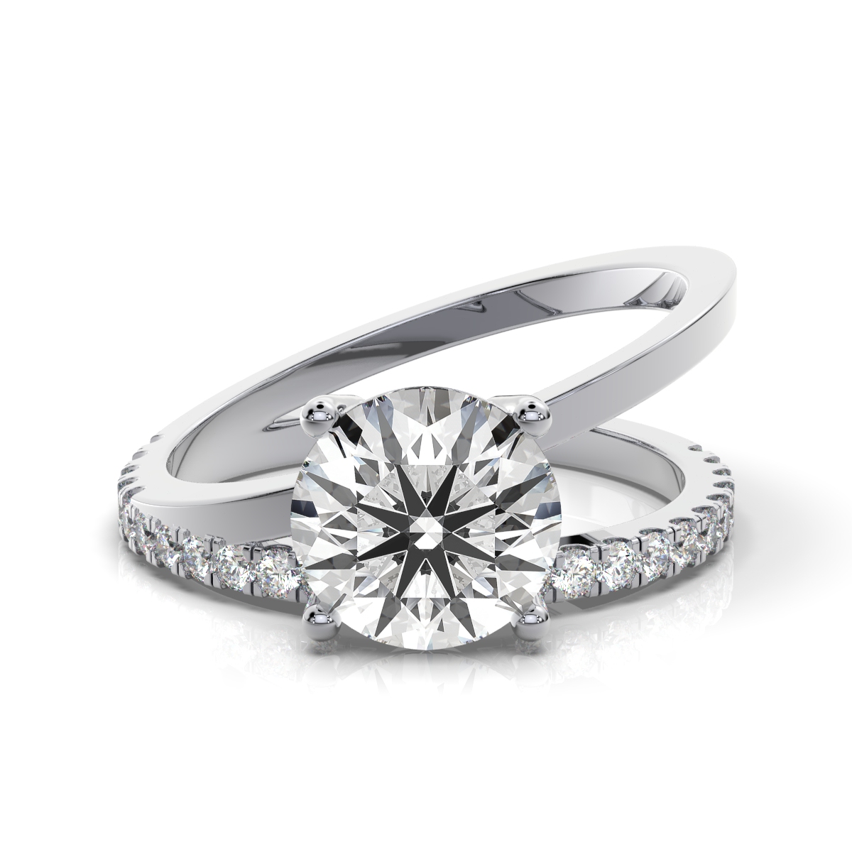 14K White Gold Darlene Split Shank Lab Grown Diamond Ring (1/5 ct. tw)