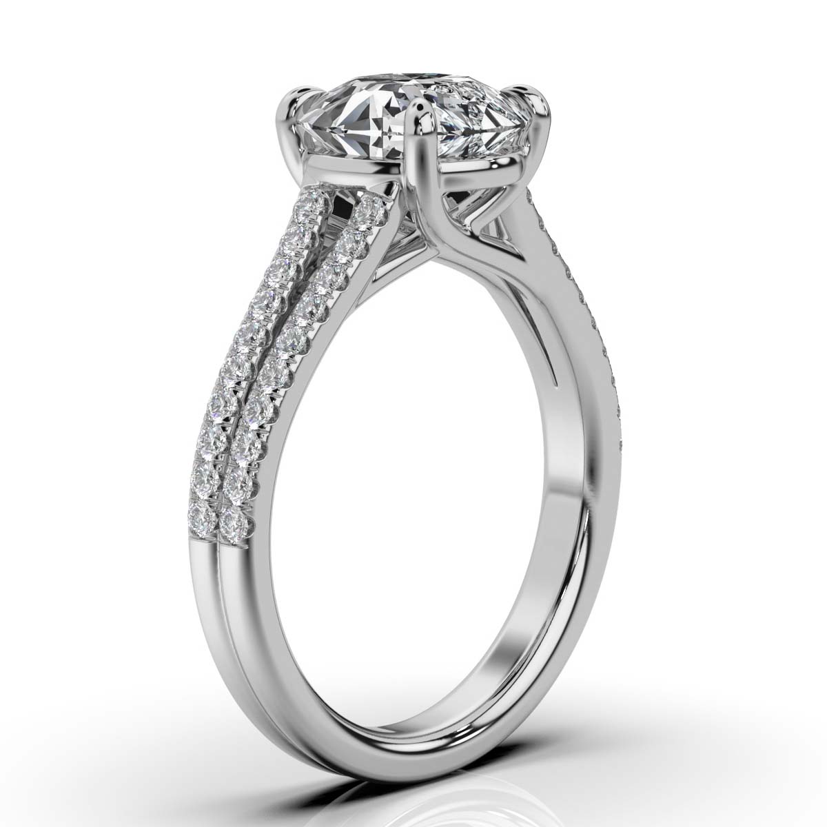 14K White Gold Ohana Split Shank Lab Grown Diamond Engagement Ring (2/5 ct. tw)