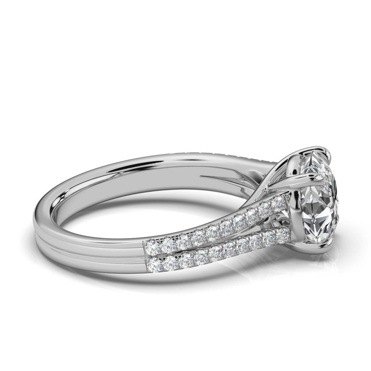 14K White Gold Ohana Split Shank Lab Grown Diamond Engagement Ring (2/5 ct. tw)