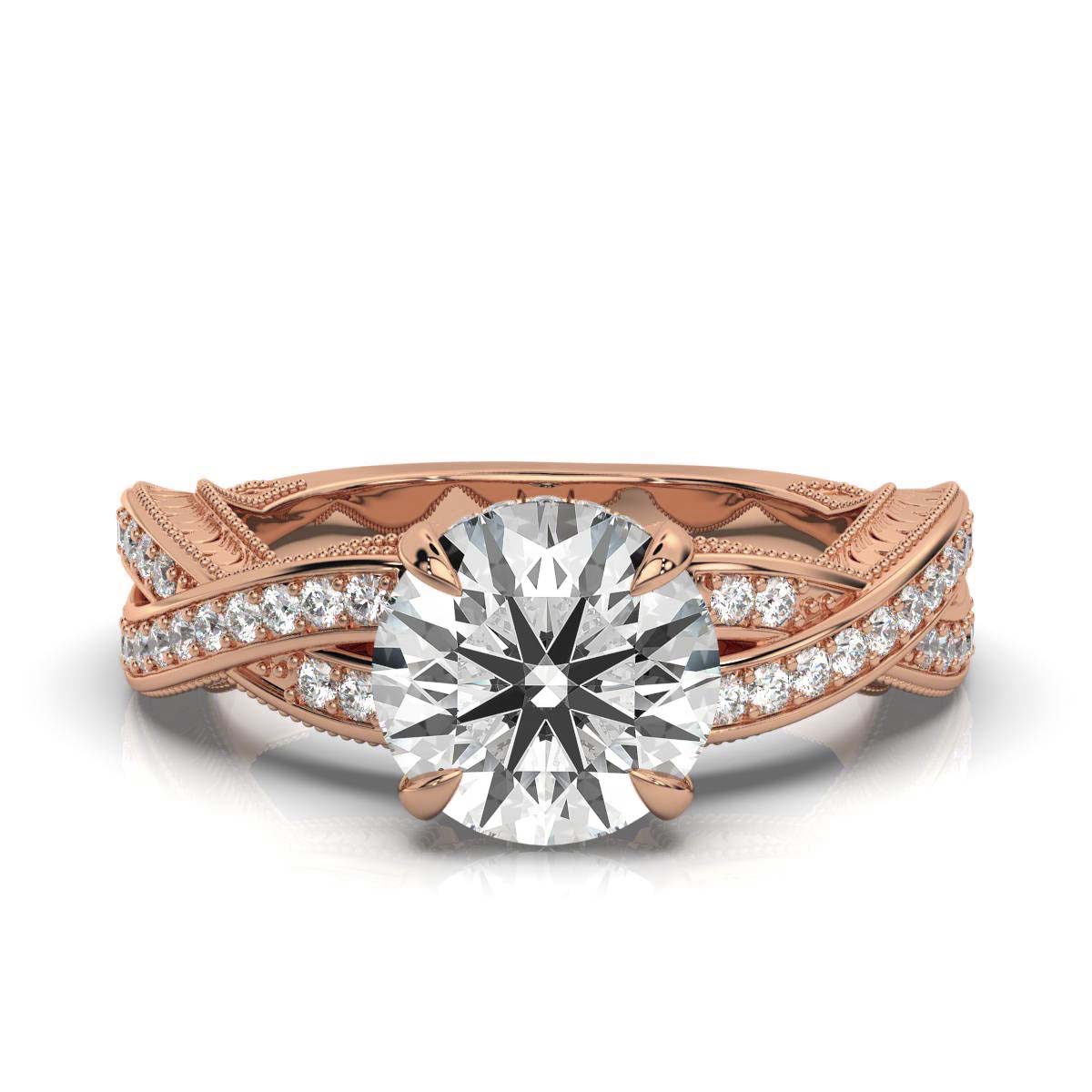 14K Rose Gold Marlon Hidden Accent Etched Lab Grown Diamond Ring (2/3 ct. tw)