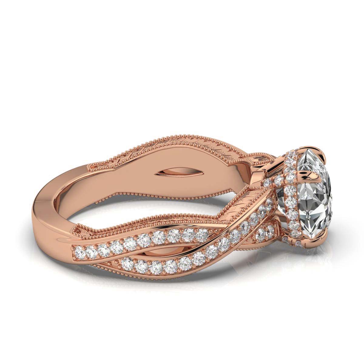 14K Rose Gold Marlon Hidden Accent Etched Lab Grown Diamond Ring (2/3 ct. tw)