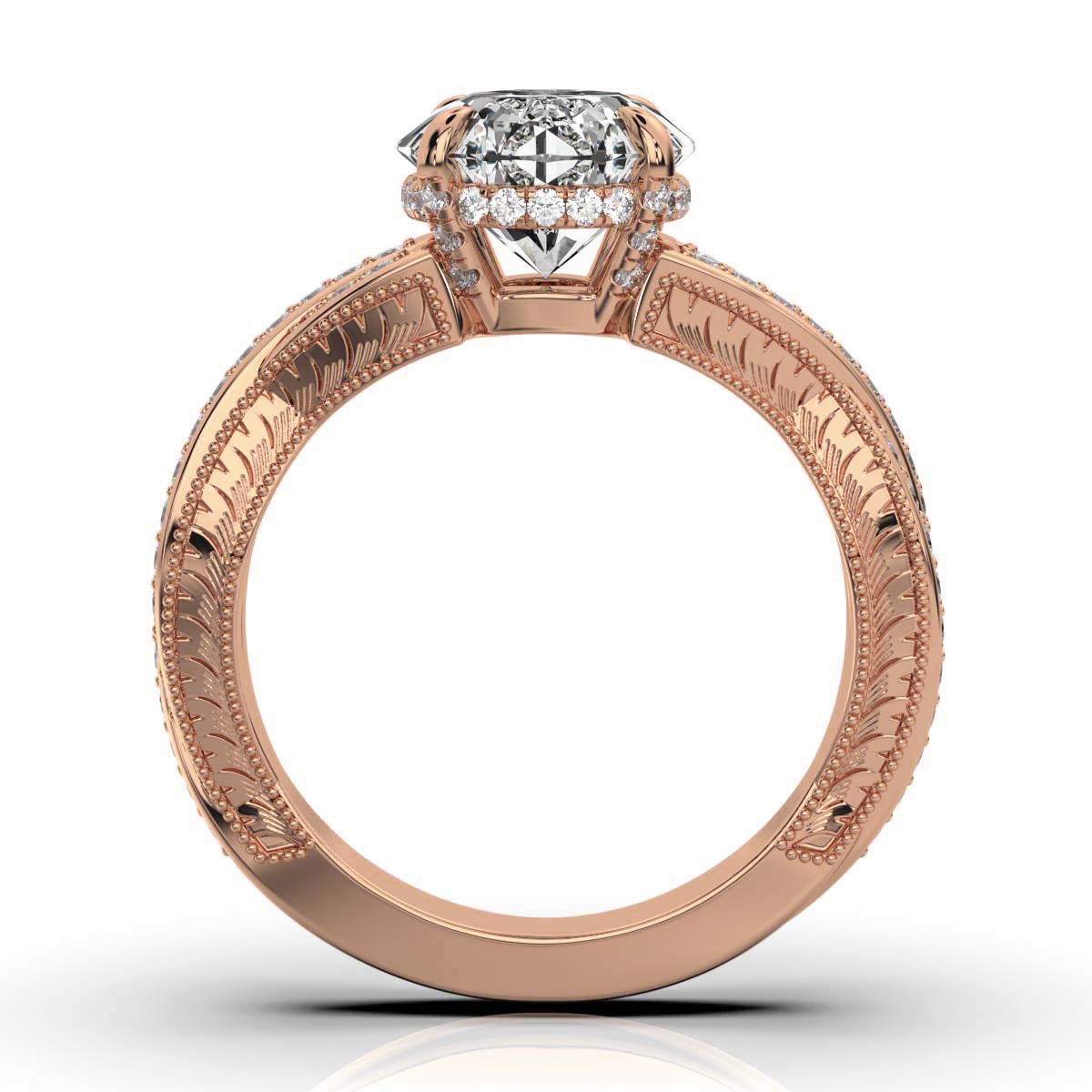 14K Rose Gold Marlon Hidden Accent Etched Lab Grown Diamond Ring (2/3 ct. tw)